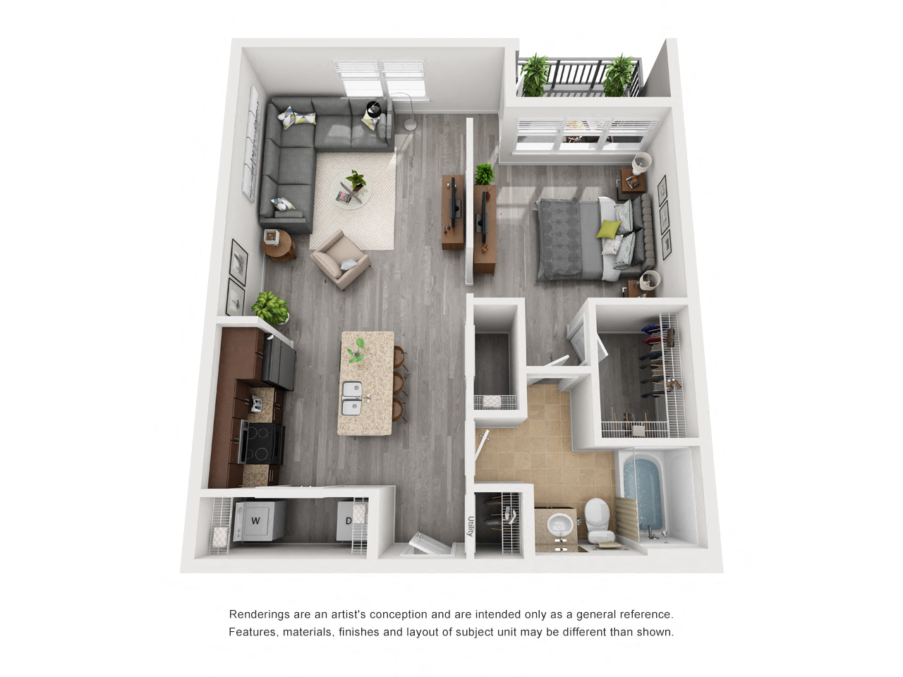 Floor plan for studio, 1 bath, 847 sqft